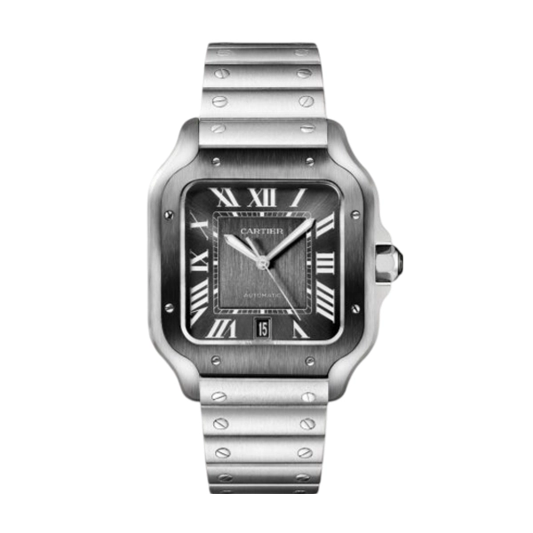 Cartier Santos Pour Hommes Argente CadranNoir CRWSSA0037